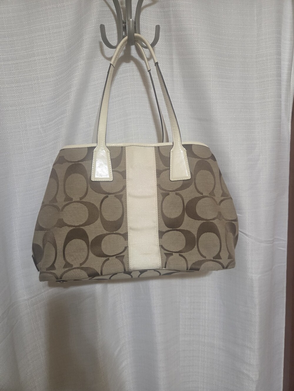Coach Signature Stripe Framed Tote F13533